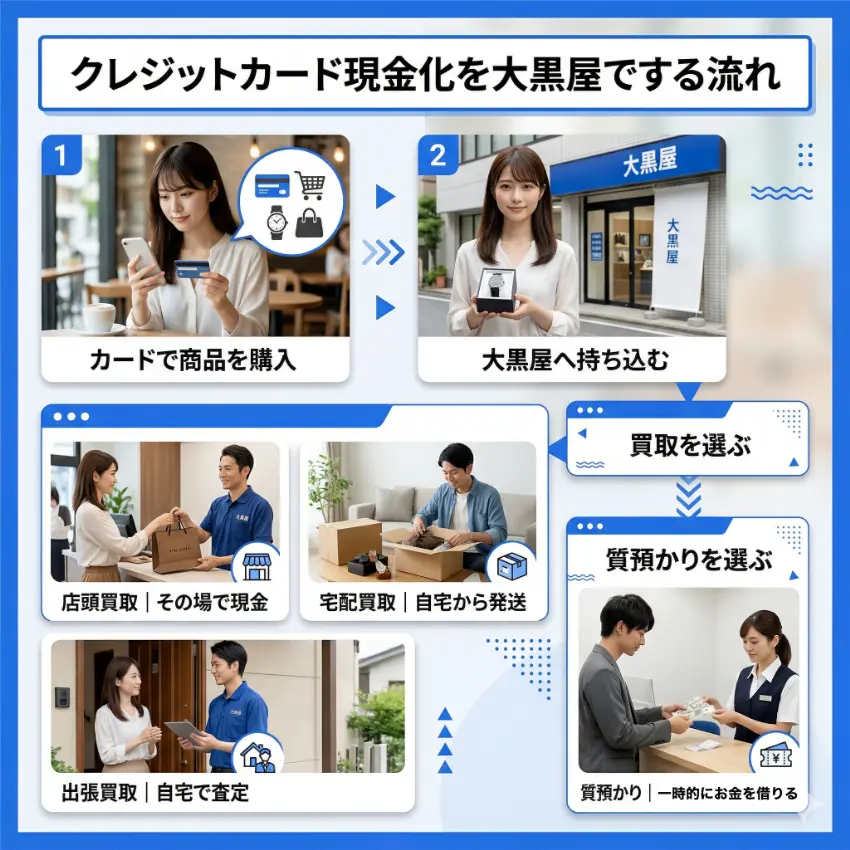クレジットカード現金化を大黒屋でする流れ