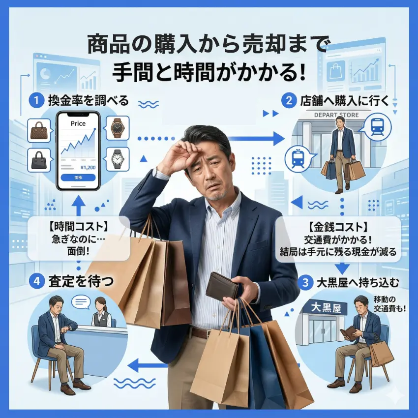 大黒屋でのクレカ現金化は手間と時間がかかる