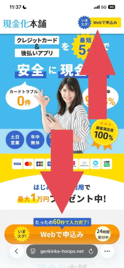 現金化本舗の利用の流れ (1)